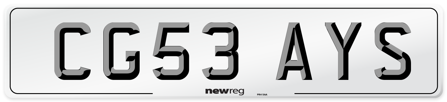 CG53 AYS Number Plate from New Reg